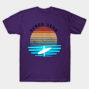 Retro Sunset With Surfer On The Open Waves T-Shirt